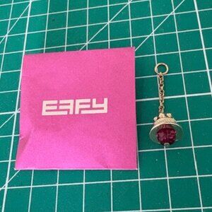 NEW- EFFY -  Bell Charm Gold Tone Bell on Chain with Purple Crystal